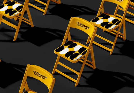 Repetitive Folding Chair Mockup Pattern with Multiple Chairs