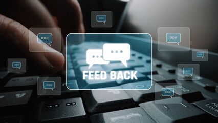Fototapeta premium Customer or business team feedback system highlighting comments, opinions, evaluations, reviews, and suggestions from users to improve services, communication, and product quality idea insight Marrow