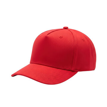 A red baseball cap on a white background