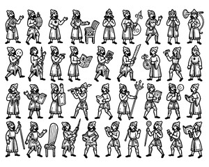 Medieval fantasy characters vector illustration