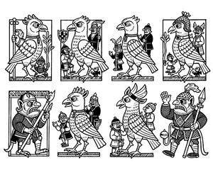 Medieval dove vector illustration