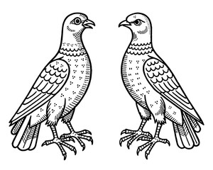 Medieval Engraving Dove Vector illustration