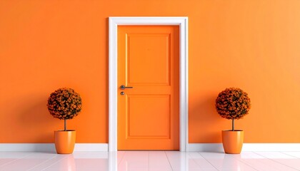 パステルカラーのカラフルでシンプルな壁と扉のイメージ画像