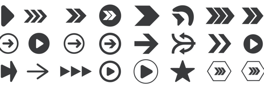 bullet points collection featuring geometric shapes, arrows stars hearts in minimal outline design for infographics presentations and web interfaces.