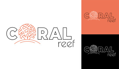 Coral Reef Typography Logo with Line Art Coral Symbol © Mydee
