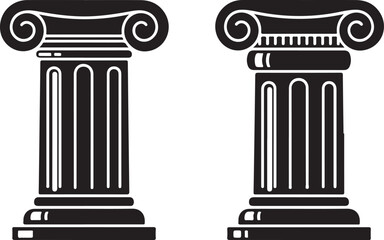 Obraz premium Black and white of two ancient greek columns architecture