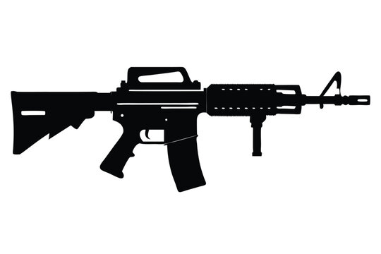 ar 15 rifle silhouette line art vector illustration