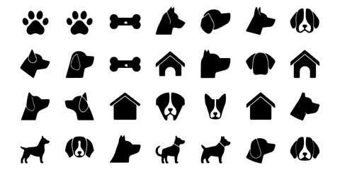 set of black and white icons