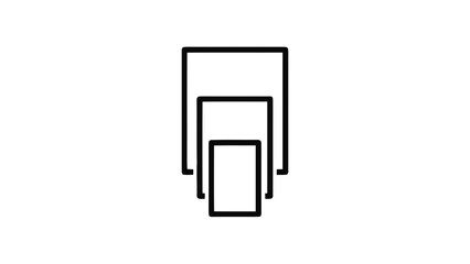 Vector illustration&nbsp;of abstract geometric logo design element featuring three nested, vertically aligned rectangles with black outline on a on a transparent background