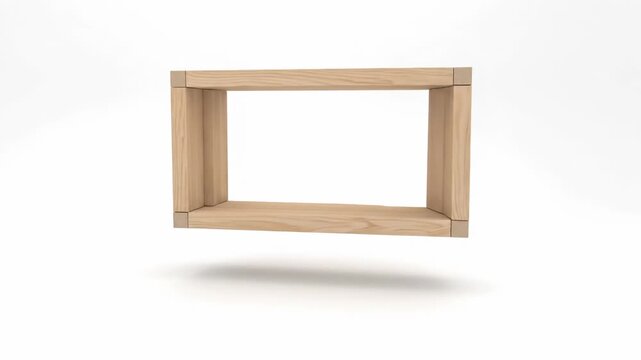 Wooden planks dynamically assemble into a perfect square frame. This clean animation showcases construction and design principles.
