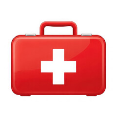 Obraz premium Red first aid kit with a white cross symbol on the front