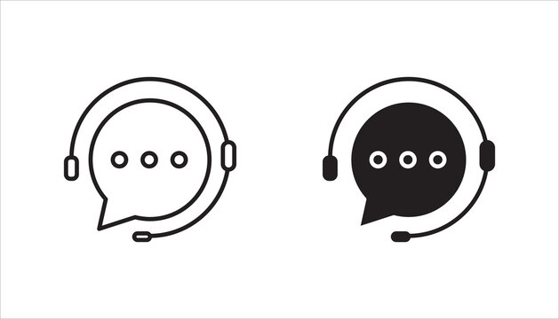 hotline icon set,  flat linear change line thickness simple operator logotype graphic unique design isolated on white, concept of client.