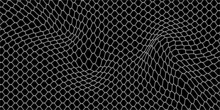 Fishing or soccer net. Repeated hexagon pattern. Black wired mesh texture isolated on white background.ilustrasion modern.