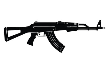 Fototapeta premium akm rifle silhouette line art vector illustration