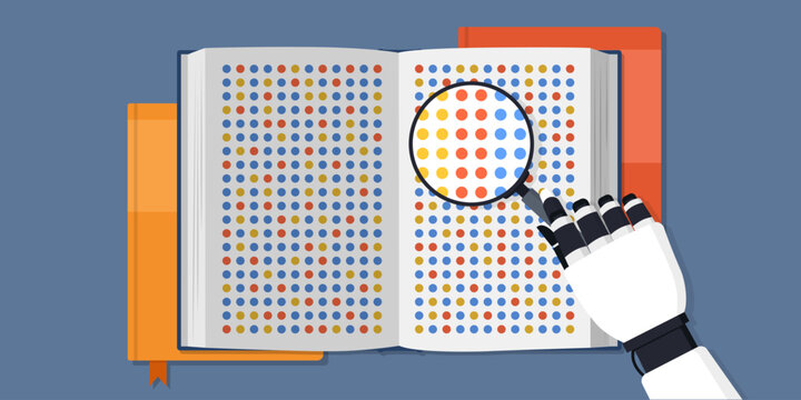 AI robot learning from datasets and detecting patterns