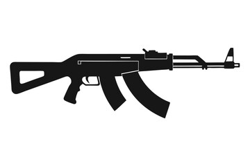 Fototapeta premium ak 47 rifle silhouette line art vector illustration