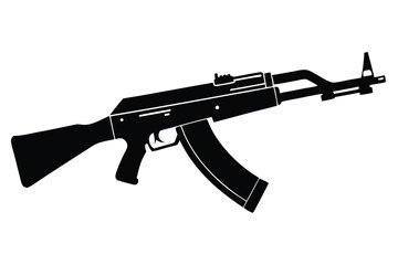 Fototapeta premium ak 47 rifle silhouette line art vector illustration