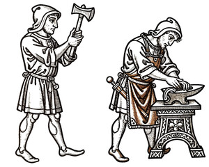 Medieval Blacksmith vector illustration
