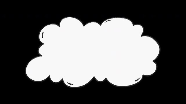 Hand drawn comic cloud speech bubble animation on transparent - looped motion graphic. For adding dialogue, thought bubbles, or creative text, videos, social media content, cartoons. Alpha channel