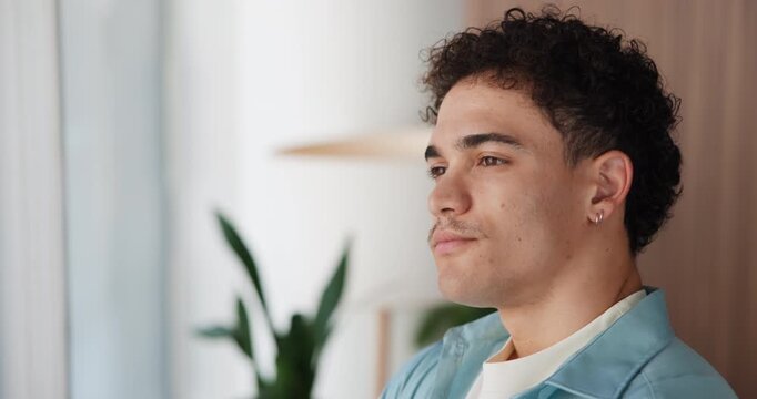 Thinking, businessman and ambitious for future, office and planning for property investment or idea. Realtor, reflection and person with decision for real estate and thoughtful for business growth
