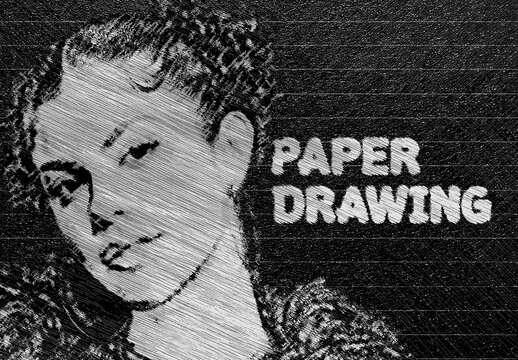 Crosshatch Pencil Sketch Effect Mockup