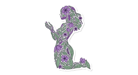 Obraz premium Colorful mosaic of a woman kneeling in prayer