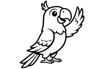 Obraz premium vector illustration of a parrot, Cute Happy Parrot Bird Flying with Wings Spread