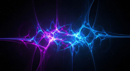Fototapeta premium Abstract Fractal Background with Glowing Pink and Blue Energy Waves and Cosmic Nebula
