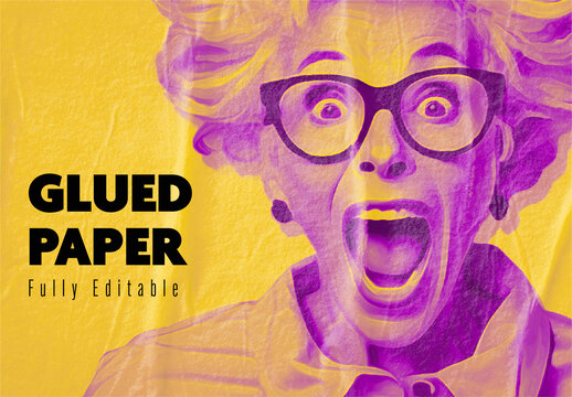Glued Paper Wrinkled Effect Mockup