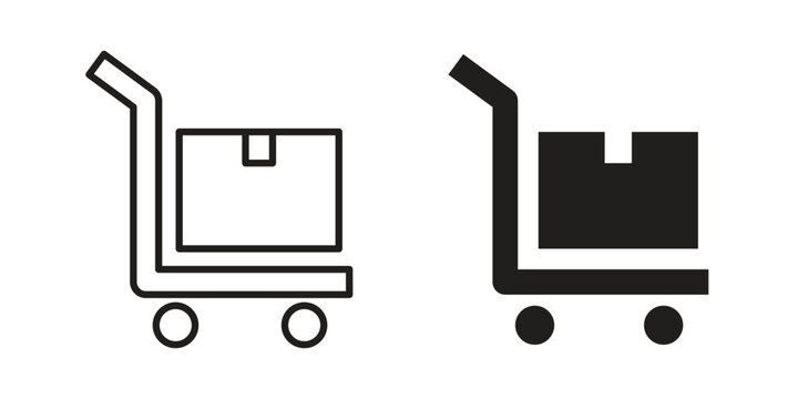 Dolly flatbed icon in editable style. Vector icon graphics