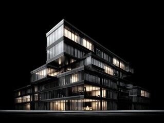 Obraz premium office building isolated on a transparent background ar 43