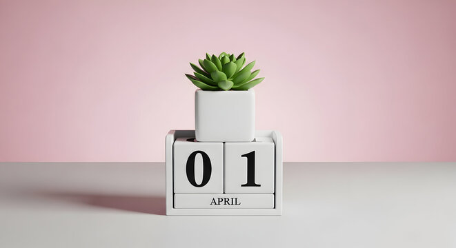 April fools day on april 1st with funny pranks and green plant