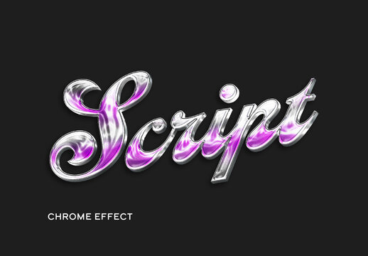Script Gradient Chrome Text Effect