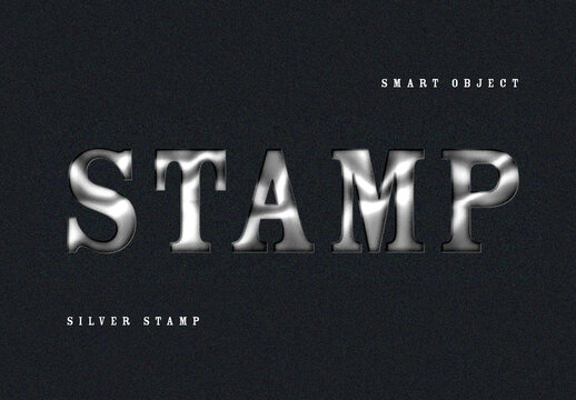 Metallic Silver Foil Stamp Text Effect
