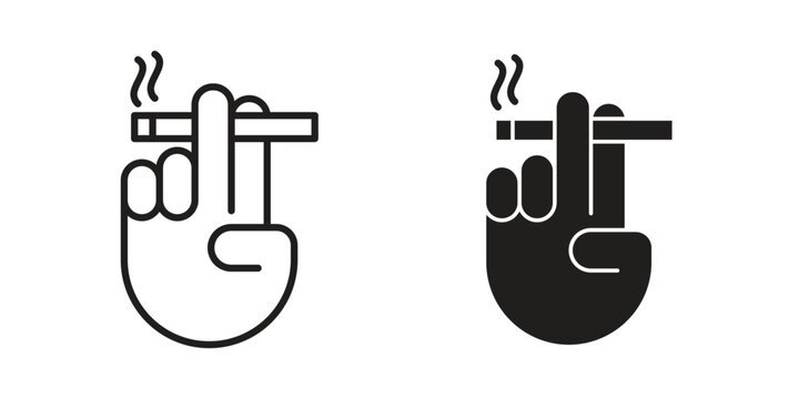 Hand holding cigarette icon in editable style. Vector icon graphics