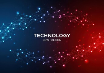 Obraz premium Technology concept with glowing nodes and connections on dark background