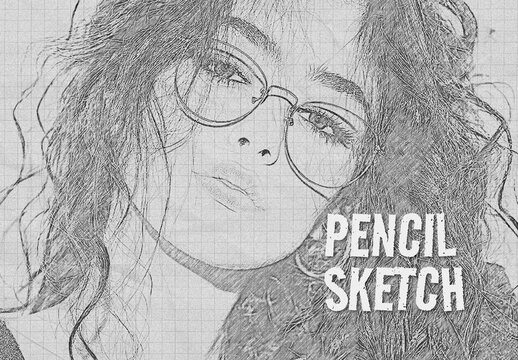 Paper Pencil Sketch Effect Mockup