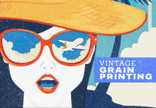 Retro Grain Printing Effect Mockup