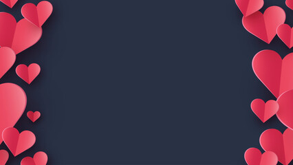 Background with flying paper cut hearts. Abstract design for Valentine&rsquo;s Day, Mother&rsquo;s Day and Women&rsquo;s Day. Vector illustration