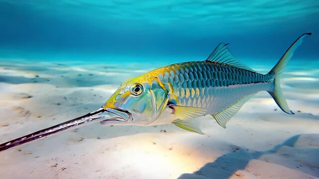 Majestic Sailfish Swimming in Crystal Clear Turquoise Water, Close-Up Portrait of the Powerful Predator in its Natural Habitat.