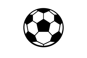 Fototapeta premium A simple black and white line drawing of a soccer ball centered within a circular frame. This minimalist illustration features geometric patterns typical of a classic football.