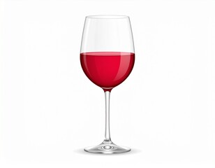 Bicchiere di vino rosso su sfondo bianco