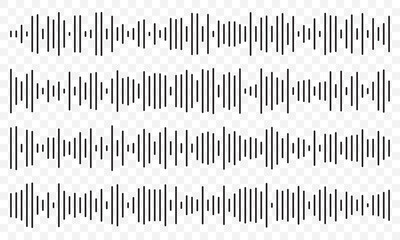 Set of radio Wave icon. Monochrome simple sound wave on transparent background. Vector sound wave icon. Music player sound bar. Record interface. Equalizer icon with soundwave line. used for mobile.