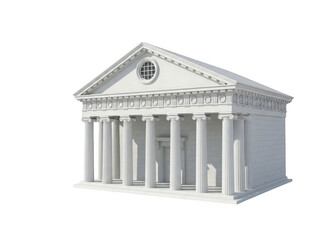Obraz premium A small white building with columns and a triangular roof