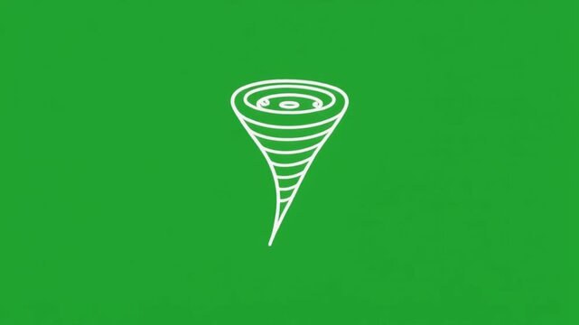 Tornado funnel cloud illustration on green background with white space for text