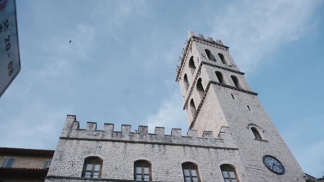 The Torre del Popolo on a sunny day. Assisi, Italy.