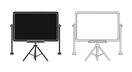 Two whiteboard illustrations one black one white both on stands © msunny93