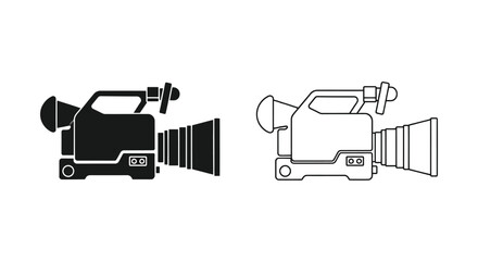 Two camera icons one filled one outlined depicting video recording
