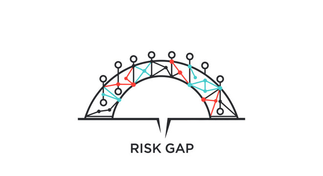 Risk gap concept with geometric shapes.