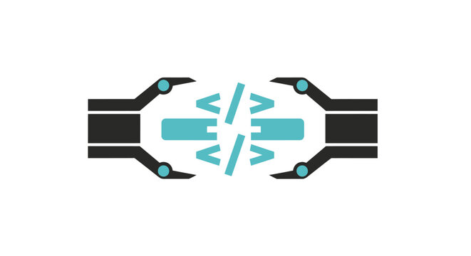 Robot Hands Holding Digital Circuit Board.